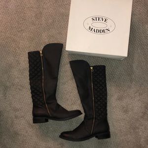 Steve Madden knee height boots with gold zipper